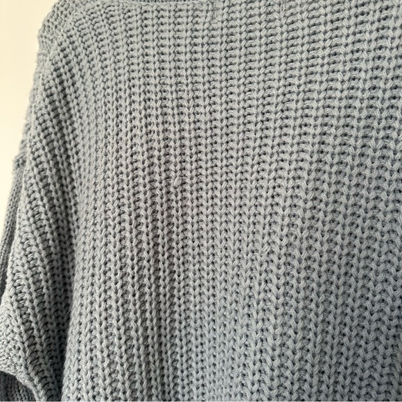 Jessica Simpson Pale Blue Pom Pom Style Bell Sleeves Sweater Crewneck — Size L - Picture 7 of 8